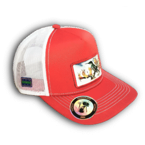 Gorra blanco y naranjo Picaflor de Juan Fernandez 5 paneles